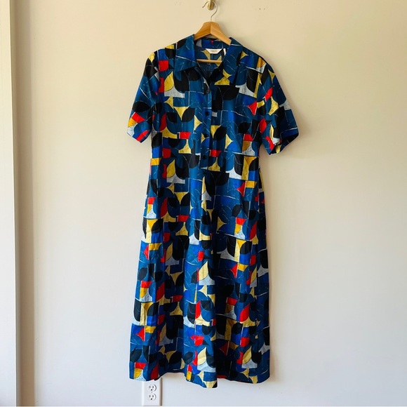 Rare TOAST Paintbox Abstract Print Shirt Dress Midi Size 8 US - Picture 2 of 7